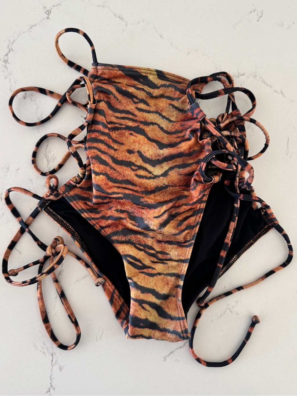 We Are HAH Tiger Print Strappy One Piece Swimsuit XS